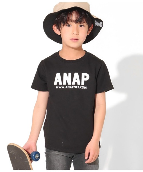ANAP kids（アナップキッズ）の「吸水速乾アドレスロゴTシャツ（Tシャツ/カットソー・キッズ・オフホワイト/カーキ/ブラック/ラベンダー/サックスブルー/スミクロ/ライム/ベージュ・L/S/M）」の3枚目の写真