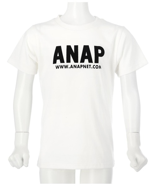 ANAP kids（アナップキッズ）の「吸水速乾アドレスロゴTシャツ（Tシャツ/カットソー・キッズ・オフホワイト/カーキ/ブラック/ラベンダー/サックスブルー/スミクロ/ライム/ベージュ・L/S/M）」の21枚目の写真