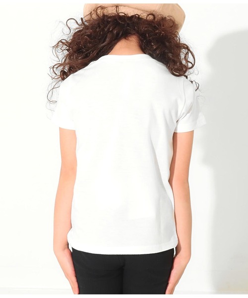 ANAP kids（アナップキッズ）の「吸水速乾アドレスロゴTシャツ（Tシャツ/カットソー・キッズ・オフホワイト/カーキ/ブラック/ラベンダー/サックスブルー/スミクロ/ライム/ベージュ・L/S/M）」の16枚目の写真