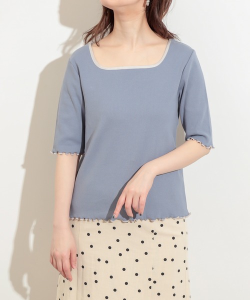 natural couture（ナチュラルクチュール）の「前後2WAYパイピングリブT（Tシャツ/カットソー・レディース・ブラック/サックスブルー/アイボリー/ライトベージュ・FREE）」の10枚目の写真