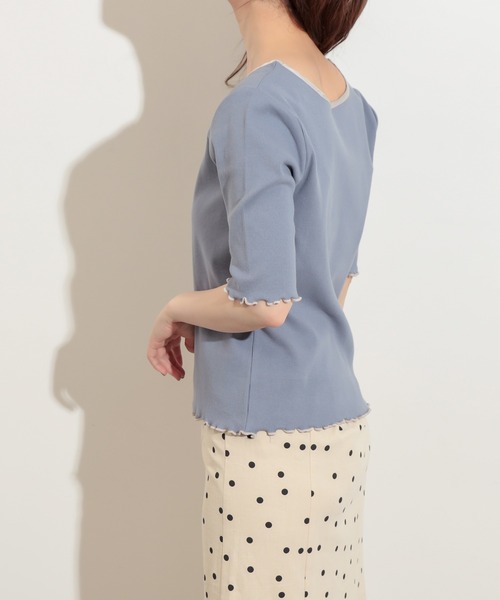 natural couture（ナチュラルクチュール）の「前後2WAYパイピングリブT（Tシャツ/カットソー・レディース・ブラック/サックスブルー/アイボリー/ライトベージュ・FREE）」の16枚目の写真