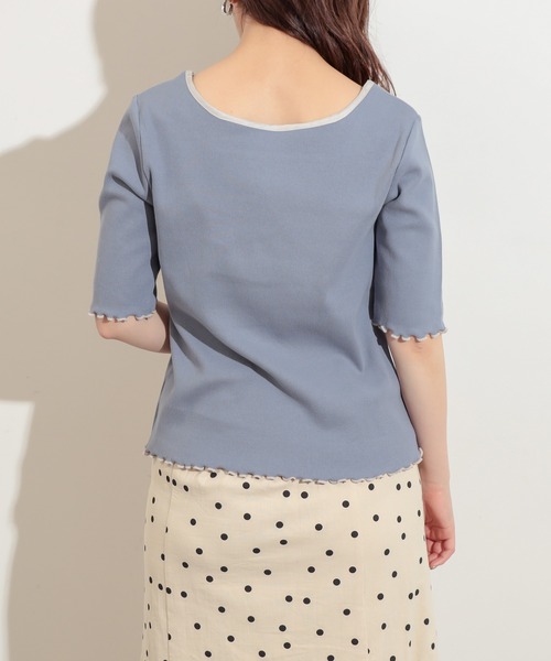 natural couture（ナチュラルクチュール）の「前後2WAYパイピングリブT（Tシャツ/カットソー・レディース・ブラック/サックスブルー/アイボリー/ライトベージュ・FREE）」の7枚目の写真