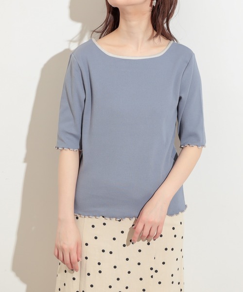 natural couture（ナチュラルクチュール）の「前後2WAYパイピングリブT（Tシャツ/カットソー・レディース・ブラック/サックスブルー/アイボリー/ライトベージュ・FREE）」の22枚目の写真