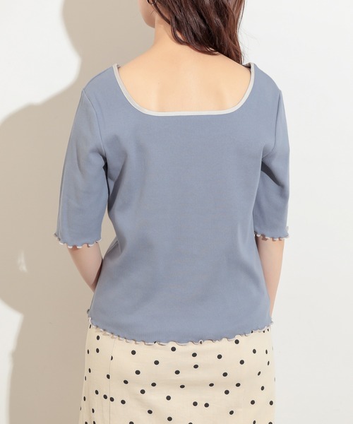 natural couture（ナチュラルクチュール）の「前後2WAYパイピングリブT（Tシャツ/カットソー・レディース・ブラック/サックスブルー/アイボリー/ライトベージュ・FREE）」の13枚目の写真