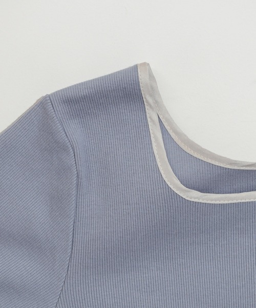 natural couture（ナチュラルクチュール）の「前後2WAYパイピングリブT（Tシャツ/カットソー・レディース・ブラック/サックスブルー/アイボリー/ライトベージュ・FREE）」の12枚目の写真