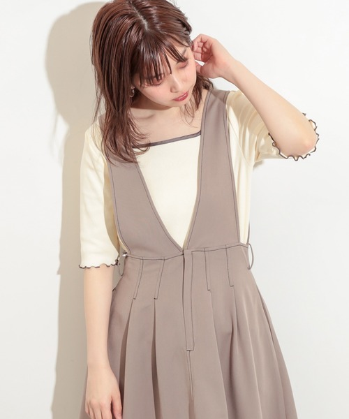 natural couture（ナチュラルクチュール）の「前後2WAYパイピングリブT（Tシャツ/カットソー・レディース・ブラック/サックスブルー/アイボリー/ライトベージュ・FREE）」の8枚目の写真
