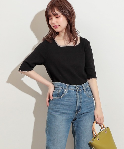 natural couture（ナチュラルクチュール）の「前後2WAYパイピングリブT（Tシャツ/カットソー・レディース・ブラック/サックスブルー/アイボリー/ライトベージュ・FREE）」の17枚目の写真