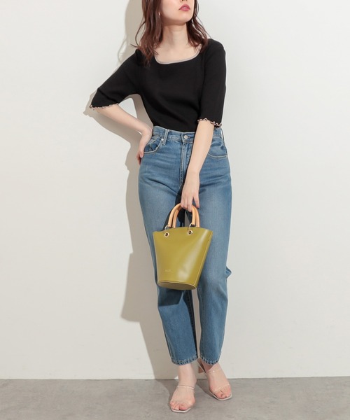 natural couture（ナチュラルクチュール）の「前後2WAYパイピングリブT（Tシャツ/カットソー・レディース・ブラック/サックスブルー/アイボリー/ライトベージュ・FREE）」の20枚目の写真