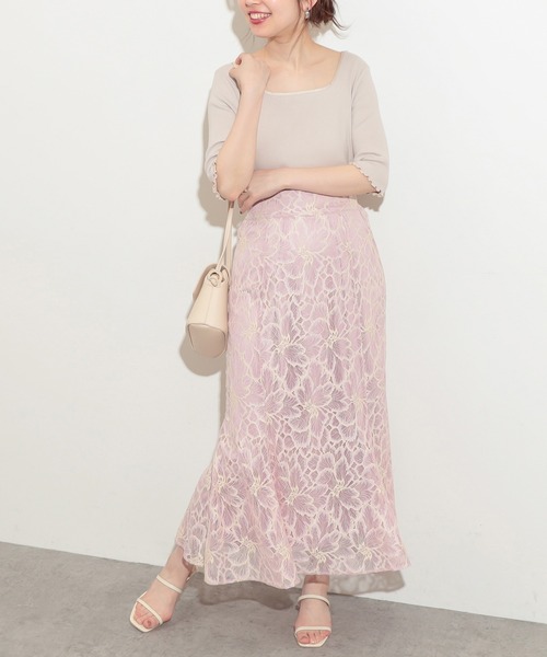 natural couture（ナチュラルクチュール）の「前後2WAYパイピングリブT（Tシャツ/カットソー・レディース・ブラック/サックスブルー/アイボリー/ライトベージュ・FREE）」の6枚目の写真