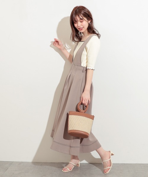 natural couture（ナチュラルクチュール）の「前後2WAYパイピングリブT（Tシャツ/カットソー・レディース・ブラック/サックスブルー/アイボリー/ライトベージュ・FREE）」の5枚目の写真