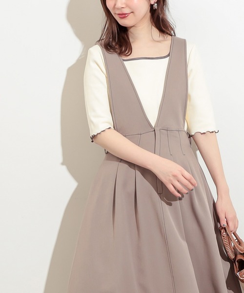 natural couture（ナチュラルクチュール）の「前後2WAYパイピングリブT（Tシャツ/カットソー・レディース・ブラック/サックスブルー/アイボリー/ライトベージュ・FREE）」の14枚目の写真