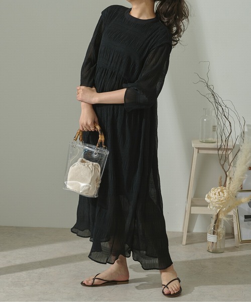 Ambre Neige（アンブルネージュ）の「マジョリカワンピース／【WEB/EC限定商品】（ワンピース・レディース・ブラック/イエロー/ダークブルー・FREE）」の6枚目の写真