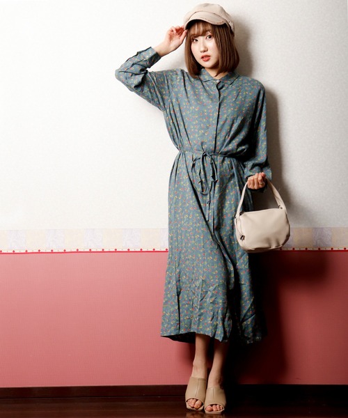 セール ワンピース ドレス Cheer ワンピース 花柄ドレープワンピース ワンピース Cheer チアー のファッション