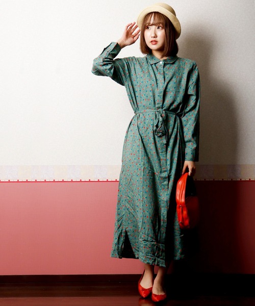 セール ワンピース ドレス Cheer ワンピース 花柄ドレープワンピース ワンピース Cheer チアー のファッション