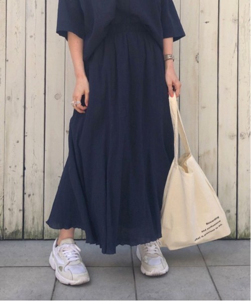 Samansa Mos2 blue（サマンサモスモスブルー）の「柄アソートロングスカート（スカート・レディース・ブラック/ネイビー/ベージュ・ﾌﾘ-）」の3枚目の写真