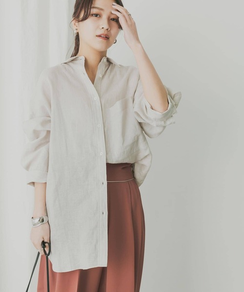 KBF+（ケービーエフプラス）の「KBF+　Terre de Lin Bigシャツ（シャツ/ブラウス・レディース・ベージュ系その他/パープル系その他/ブルー・ONE）」の7枚目の写真