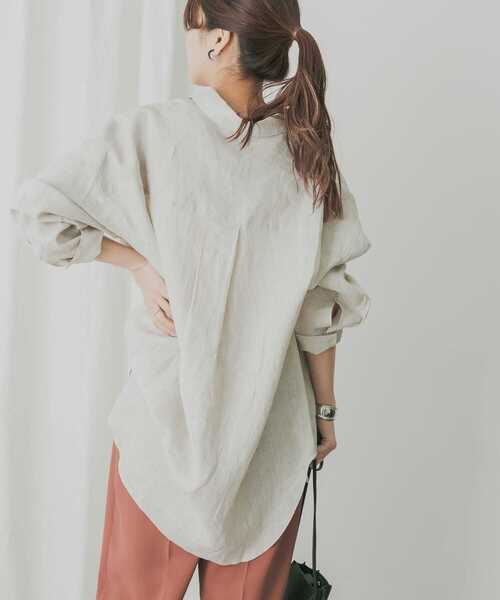 KBF+（ケービーエフプラス）の「KBF+　Terre de Lin Bigシャツ（シャツ/ブラウス・レディース・ベージュ系その他/パープル系その他/ブルー・ONE）」の9枚目の写真