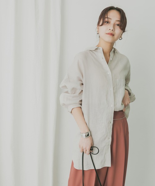 KBF+（ケービーエフプラス）の「KBF+　Terre de Lin Bigシャツ（シャツ/ブラウス・レディース・ベージュ系その他/パープル系その他/ブルー・ONE）」の10枚目の写真