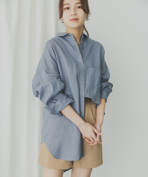 KBF+（ケービーエフプラス）の「KBF+　Terre de Lin Bigシャツ（シャツ/ブラウス・レディース・ベージュ系その他/パープル系その他/ブルー・ONE）」の12枚目の写真