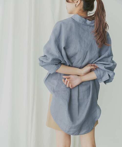 KBF+（ケービーエフプラス）の「KBF+　Terre de Lin Bigシャツ（シャツ/ブラウス・レディース・ベージュ系その他/パープル系その他/ブルー・ONE）」の13枚目の写真