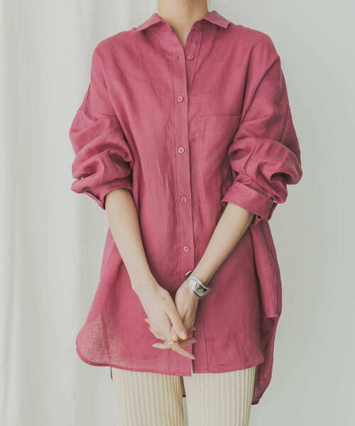 KBF+（ケービーエフプラス）の「KBF+　Terre de Lin Bigシャツ（シャツ/ブラウス・レディース・ベージュ系その他/パープル系その他/ブルー・ONE）」の14枚目の写真