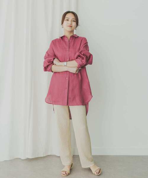 KBF+（ケービーエフプラス）の「KBF+　Terre de Lin Bigシャツ（シャツ/ブラウス・レディース・ベージュ系その他/パープル系その他/ブルー・ONE）」の17枚目の写真