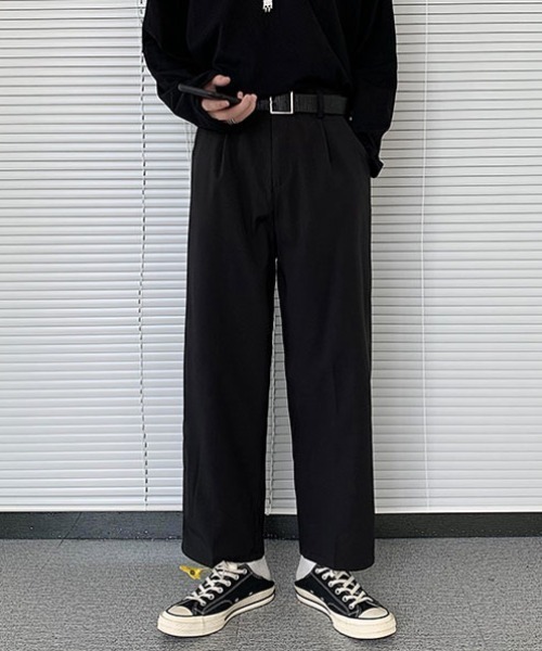 KOR(ケーオーアール)の「ワイドパンツ(スラックス・メンズ・ブラック・M/L/XL/2XL)」の1枚目の写真