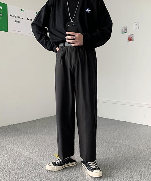 KOR(ケーオーアール)の「ワイドパンツ(スラックス・メンズ・ブラック・M/L/XL/2XL)」の2枚目の写真