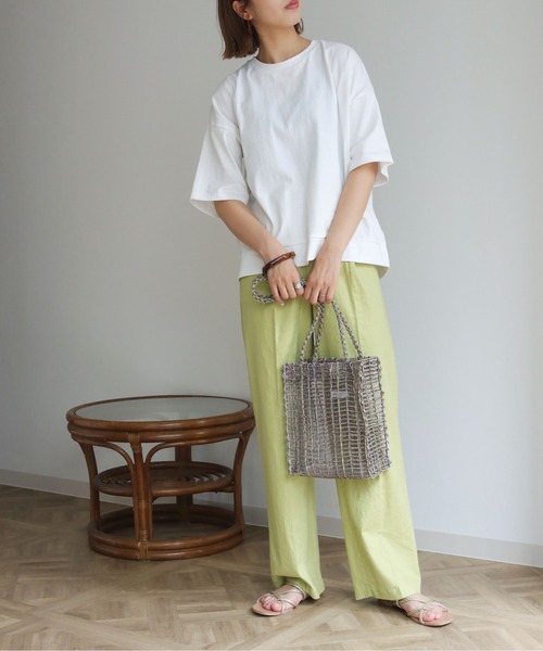 HER CLOSET(ハークローゼット)の「【HERCLOSET】7オンスヘビーウェイトコットン後ろ切替ビッグTシャツ(Tシャツ/カットソー・レディース・ホワイト/チャコールグレー/ブラック/ベージュ/パープル/ブルー・M)」の11枚目の写真