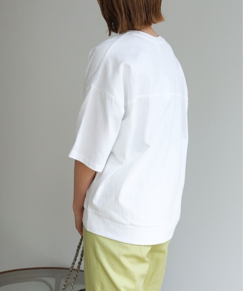 HER CLOSET(ハークローゼット)の「【HERCLOSET】7オンスヘビーウェイトコットン後ろ切替ビッグTシャツ(Tシャツ/カットソー・レディース・ホワイト/チャコールグレー/ブラック/ベージュ/パープル/ブルー・M)」の9枚目の写真