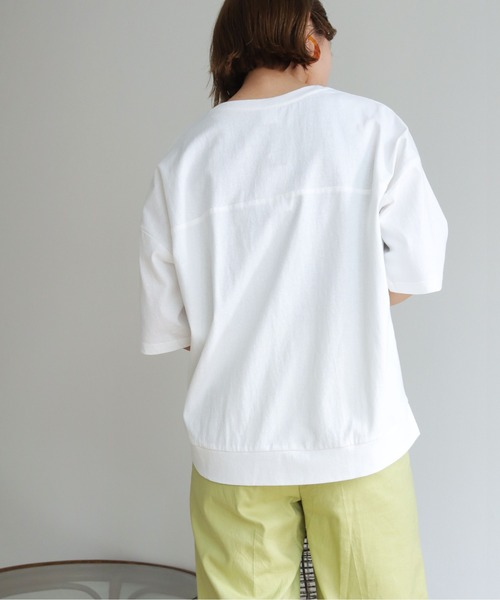 HER CLOSET(ハークローゼット)の「【HERCLOSET】7オンスヘビーウェイトコットン後ろ切替ビッグTシャツ(Tシャツ/カットソー・レディース・ホワイト/チャコールグレー/ブラック/ベージュ/パープル/ブルー・M)」の8枚目の写真