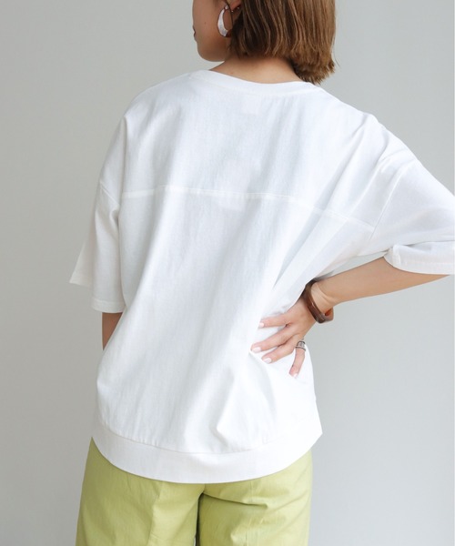 HER CLOSET(ハークローゼット)の「【HERCLOSET】7オンスヘビーウェイトコットン後ろ切替ビッグTシャツ(Tシャツ/カットソー・レディース・ホワイト/チャコールグレー/ブラック/ベージュ/パープル/ブルー・M)」の10枚目の写真