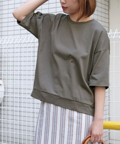HER CLOSET(ハークローゼット)の「【HERCLOSET】7オンスヘビーウェイトコットン後ろ切替ビッグTシャツ(Tシャツ/カットソー・レディース・ホワイト/チャコールグレー/ブラック/ベージュ/パープル/ブルー・M)」の22枚目の写真