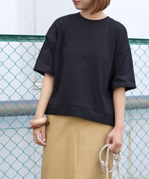 HER CLOSET(ハークローゼット)の「【HERCLOSET】7オンスヘビーウェイトコットン後ろ切替ビッグTシャツ(Tシャツ/カットソー・レディース・ホワイト/チャコールグレー/ブラック/ベージュ/パープル/ブルー・M)」の14枚目の写真