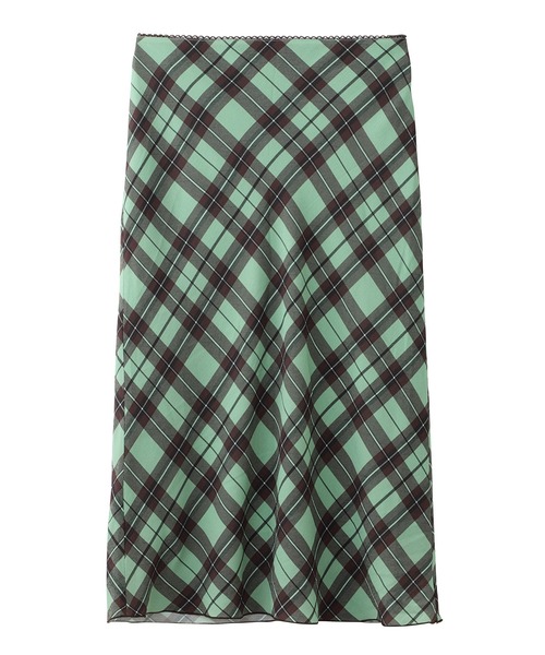 新品　BANDAL スカート xs ホワイト/ブラック X-girl（エックスガール）の「DIAMOND PLAID MIDI SKIRT