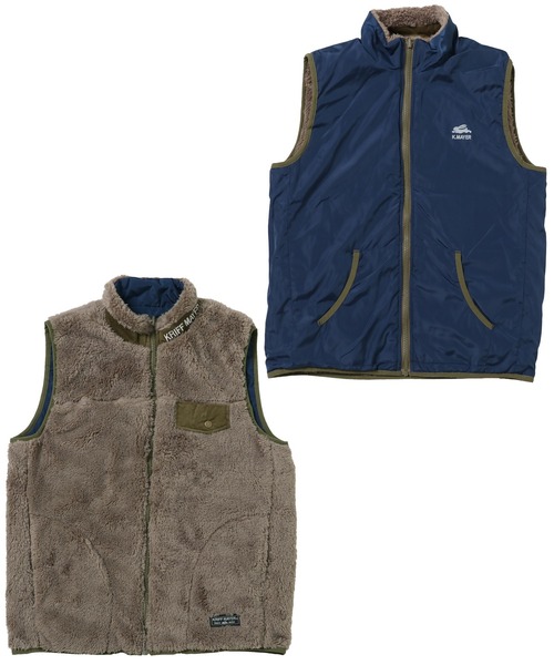 KRIFF MAYER Kid's Collection（クリフメイヤーキッズコレクション）の「WEB限定リバーシブルひっくりベスト（ベスト・キッズ・ネイビー/モカ/キャメル・120/130/140/150/160/170）」の2枚目の写真