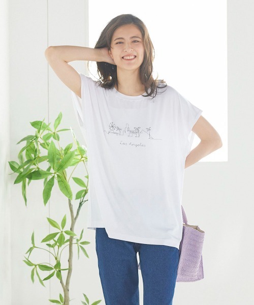 LIPSTAR(リップスター)の「フレンチスリーブTシャツ(Tシャツ/カットソー・レディース・オフホワイト/ブラック/ベージュ・M)」の4枚目の写真