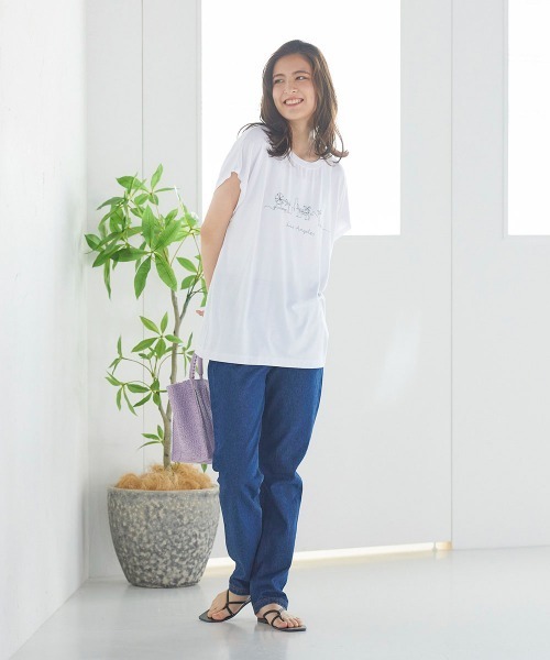 LIPSTAR(リップスター)の「フレンチスリーブTシャツ(Tシャツ/カットソー・レディース・オフホワイト/ブラック/ベージュ・M)」の8枚目の写真