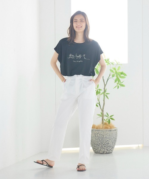 LIPSTAR(リップスター)の「フレンチスリーブTシャツ(Tシャツ/カットソー・レディース・オフホワイト/ブラック/ベージュ・M)」の14枚目の写真
