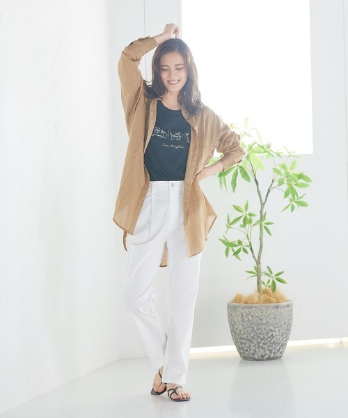 LIPSTAR(リップスター)の「フレンチスリーブTシャツ(Tシャツ/カットソー・レディース・オフホワイト/ブラック/ベージュ・M)」の15枚目の写真