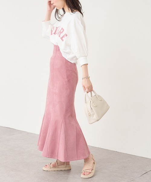 natural couture(ナチュラルクチュール)の「【WEB限定】カレッジロゴボリュームスリーブT(Tシャツ/カットソー・レディース・オフホワイト/グレー/ネイビー/ピンク・FREE)」の13枚目の写真