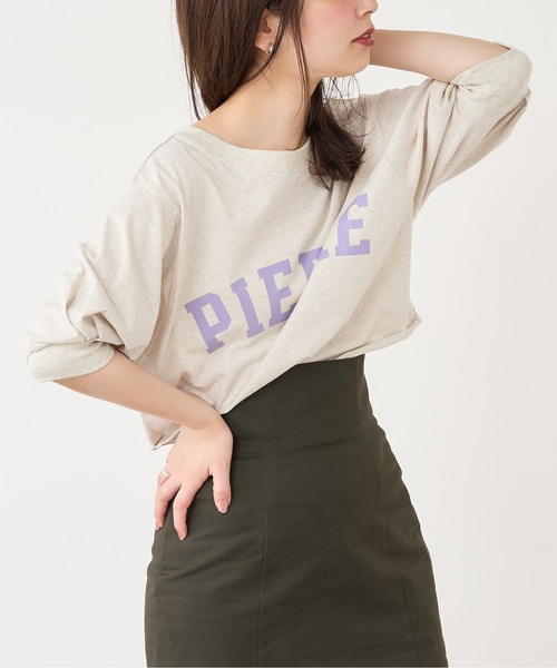 natural couture(ナチュラルクチュール)の「【WEB限定】カレッジロゴボリュームスリーブT(Tシャツ/カットソー・レディース・オフホワイト/グレー/ネイビー/ピンク・FREE)」の22枚目の写真