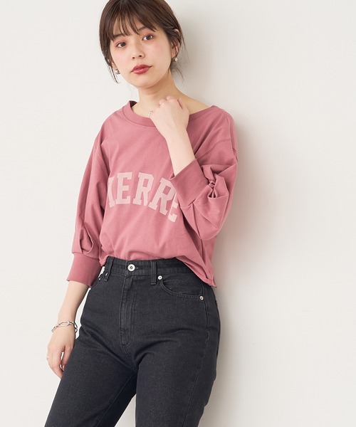natural couture(ナチュラルクチュール)の「【WEB限定】カレッジロゴボリュームスリーブT(Tシャツ/カットソー・レディース・オフホワイト/グレー/ネイビー/ピンク・FREE)」の14枚目の写真