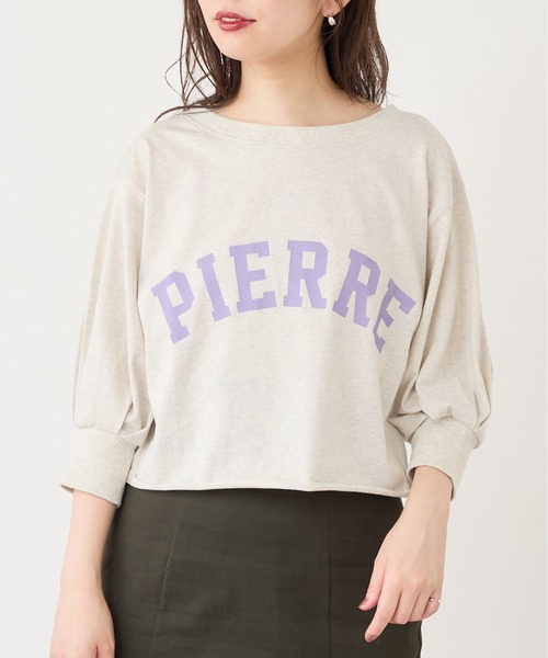 natural couture(ナチュラルクチュール)の「【WEB限定】カレッジロゴボリュームスリーブT(Tシャツ/カットソー・レディース・オフホワイト/グレー/ネイビー/ピンク・FREE)」の19枚目の写真