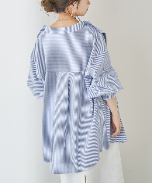 Chico(チコ)の「【新色追加】ストライプブロッキングシャツ(シャツ/ブラウス・レディース・ネイビー/ブラウン/ブラック・FREE)」の8枚目の写真