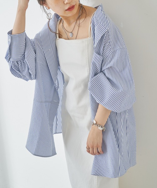 Chico(チコ)の「【新色追加】ストライプブロッキングシャツ(シャツ/ブラウス・レディース・ネイビー/ブラウン/ブラック・FREE)」の7枚目の写真