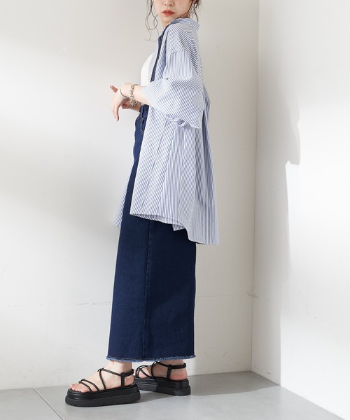 Chico(チコ)の「【新色追加】ストライプブロッキングシャツ(シャツ/ブラウス・レディース・ネイビー/ブラウン/ブラック・FREE)」の5枚目の写真