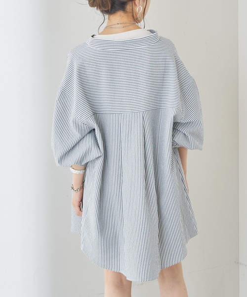 Chico(チコ)の「【新色追加】ストライプブロッキングシャツ(シャツ/ブラウス・レディース・ネイビー/ブラウン/ブラック・FREE)」の11枚目の写真