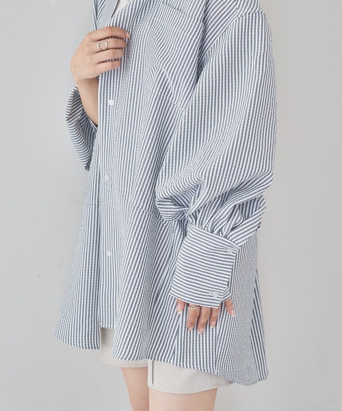 Chico(チコ)の「【新色追加】ストライプブロッキングシャツ(シャツ/ブラウス・レディース・ネイビー/ブラウン/ブラック・FREE)」の12枚目の写真