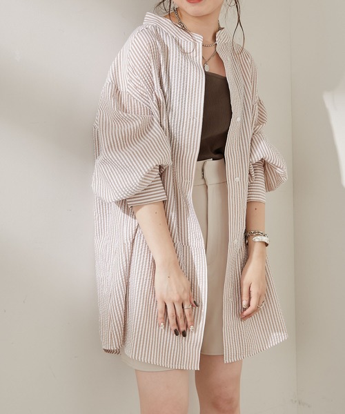 Chico(チコ)の「【新色追加】ストライプブロッキングシャツ(シャツ/ブラウス・レディース・ネイビー/ブラウン/ブラック・FREE)」の18枚目の写真